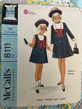 RARE Helen Lee McCall’s 8111 Sewing Pattern Children Girls Size 7 Bust 25”